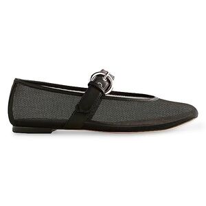 NWOB Reformation Bethany Mesh Mary Jane buckle ballet flat black